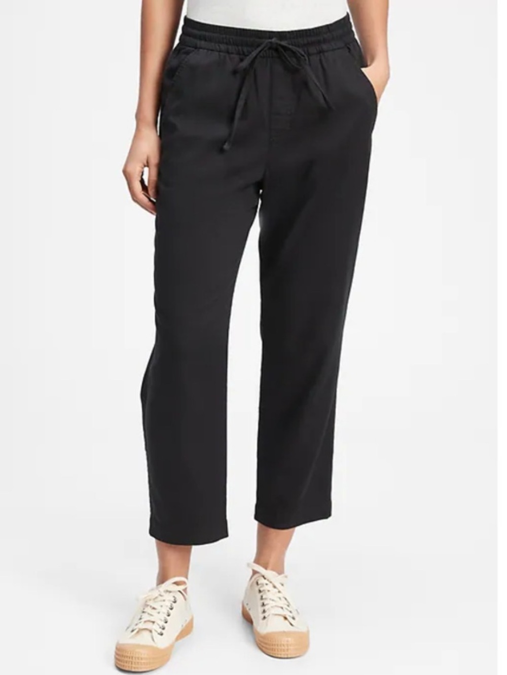 GAP True Black Pull-On Drapey Drawcord Elastic Waist Pants Women's Size Large